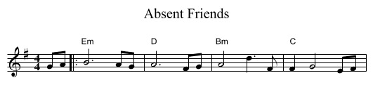 Absent Friends - staff notation