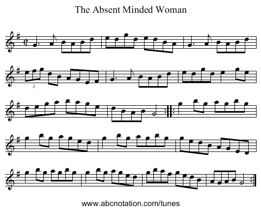 Absent Minded Woman, The - staff notation