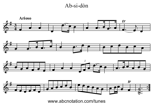 Ab-si-dòn - staff notation