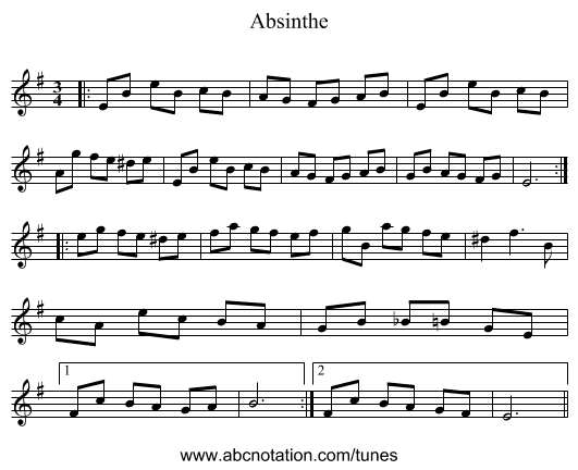 Absinthe - staff notation