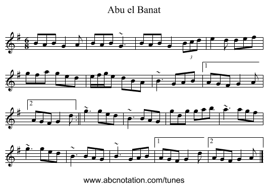 Abu el Banat - staff notation