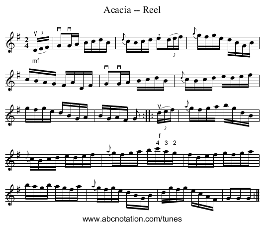 Acacia -- Reel - staff notation