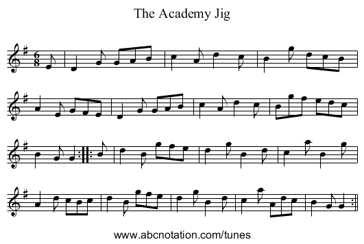 Academy Jig, The - staff notation