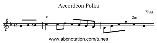 Accordéon Polka - staff notation