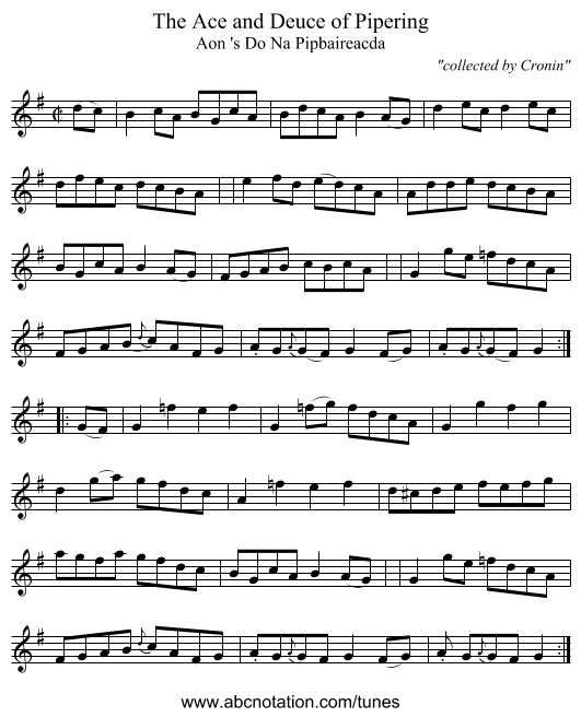 Ace and Deuce of Pipering, The - staff notation