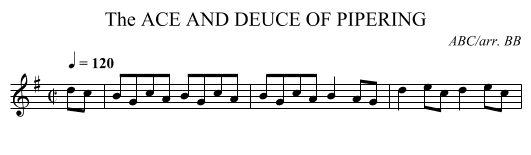 ACE AND DEUCE OF PIPERING, The - staff notation