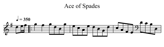 Ace of Spades - staff notation
