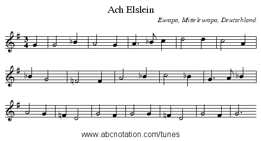 Ach Elslein - staff notation