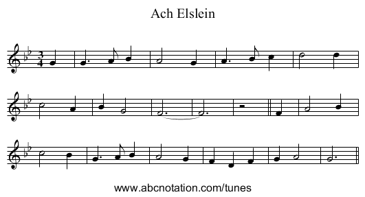 Ach Elslein - staff notation
