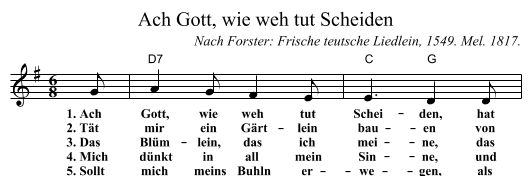 Ach Gott, wie weh tut Scheiden - staff notation