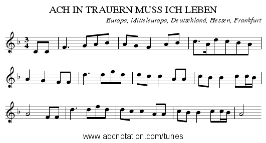 ACH IN TRAUERN MUSS ICH LEBEN - staff notation