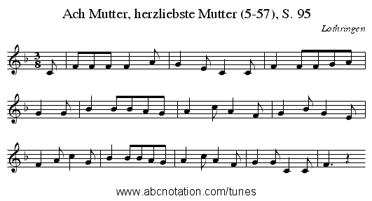 Ach Mutter, herzliebste Mutter (5-57), S. 95 - staff notation
