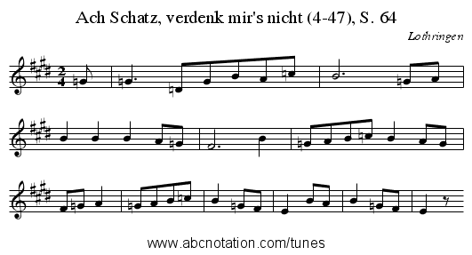 Ach Schatz, verdenk mir's nicht (4-47), S. 64 - staff notation