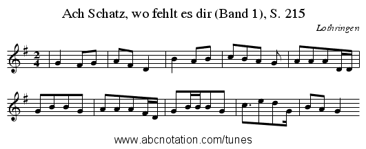 Ach Schatz, wo fehlt es dir (Band 1), S. 215 - staff notation