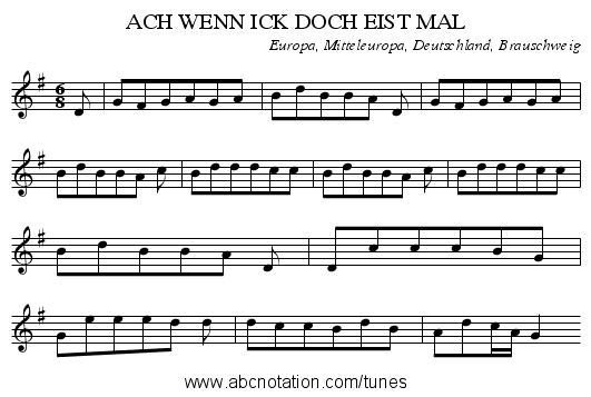ACH WENN ICK DOCH EIST MAL - staff notation
