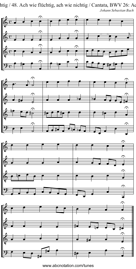 Ach wie flüchtig, ach wie nichtig / 48. Ach wie flüchtig, ach wie nichtig / Cantata, BWV 26: Ach wie flühtig, ach wie nichtig - staff notation