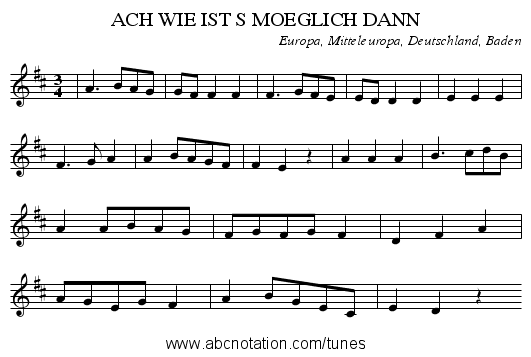 ACH WIE IST S MOEGLICH DANN - staff notation
