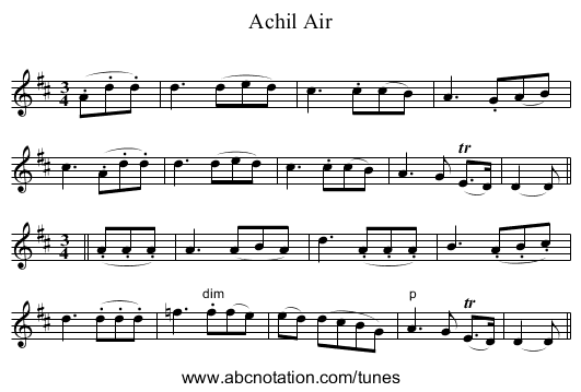 Achil Air - staff notation