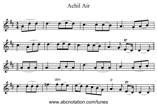 Achil Air - staff notation