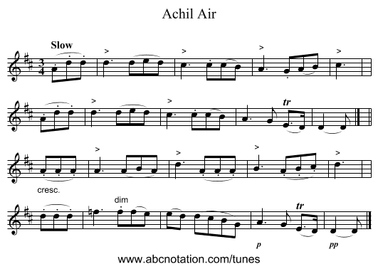 Achil Air - staff notation