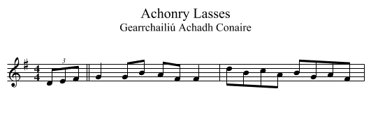 Achonry Lasses - staff notation