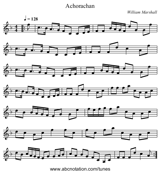 Achorachan - staff notation