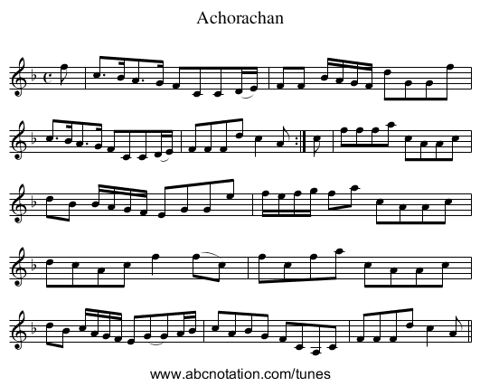 Achorachan - staff notation