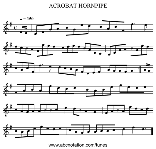 ACROBAT HORNPIPE - staff notation