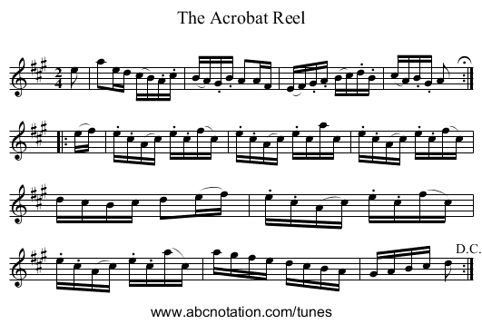 Acrobat Reel, The - staff notation
