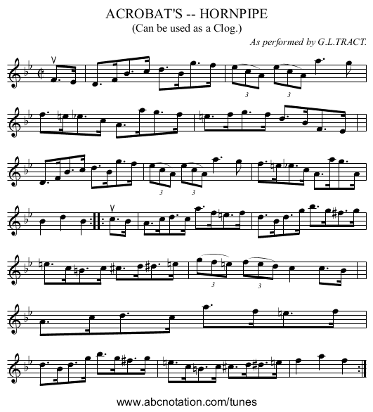 ACROBAT'S -- HORNPIPE - staff notation