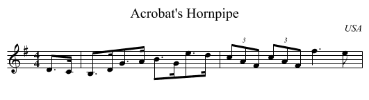 Acrobat's Hornpipe - staff notation