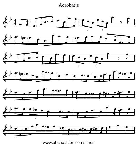Acrobat’s - staff notation