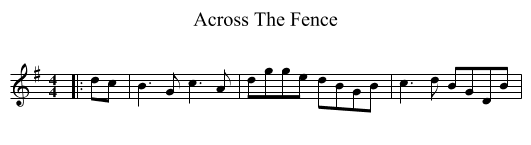 Across The Fence - staff notation