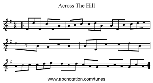 Across The Hill - staff notation