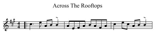 Across The Rooftops - staff notation