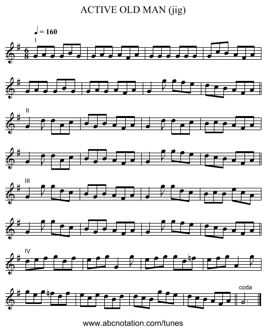 ACTIVE OLD MAN (jig) - staff notation