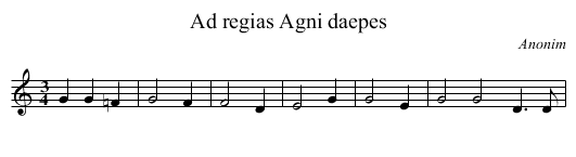 Ad regias Agni daepes - staff notation
