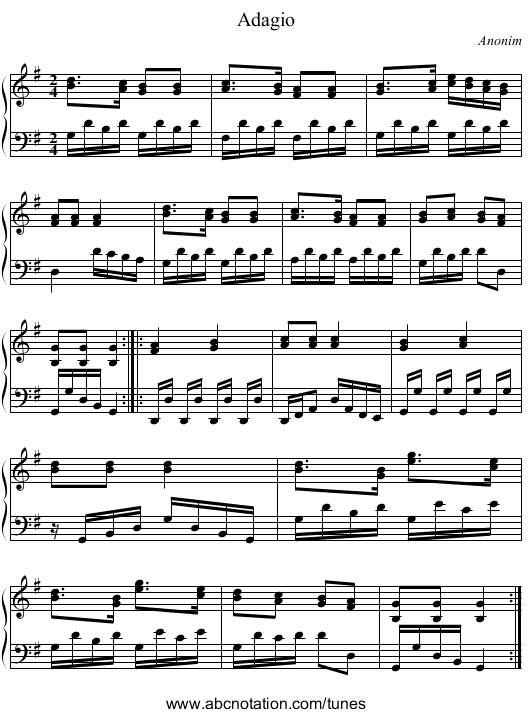 Adagio - staff notation