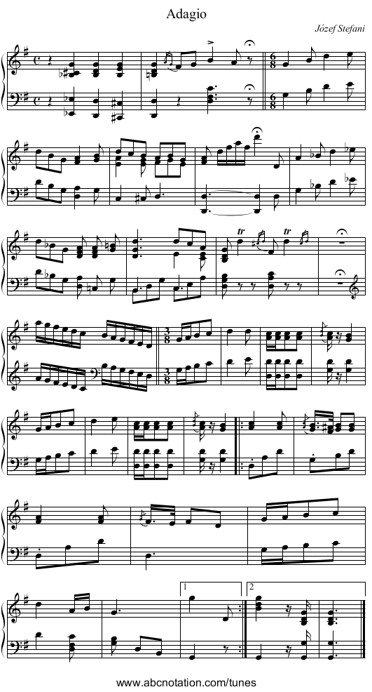 Adagio - staff notation