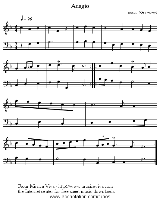 Adagio - staff notation