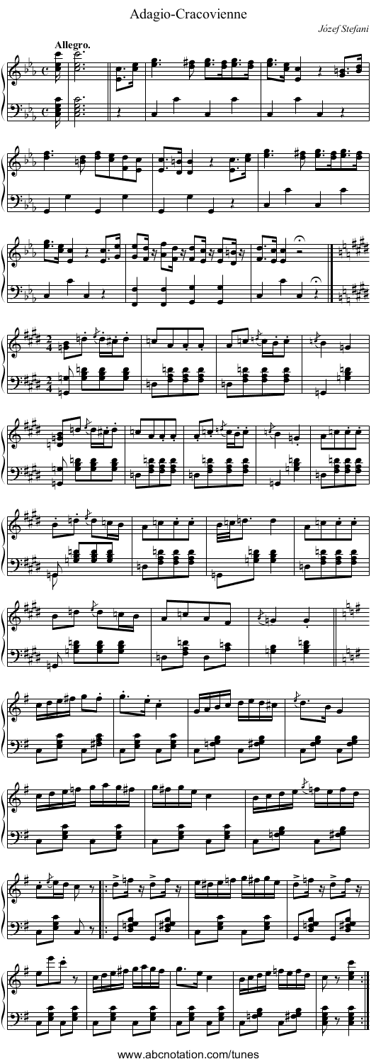 Adagio-Cracovienne - staff notation