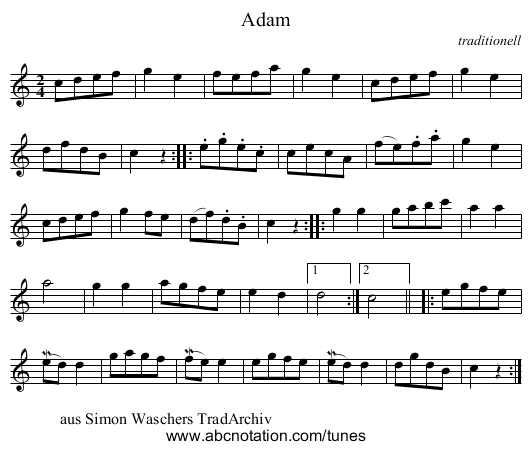 Adam - staff notation