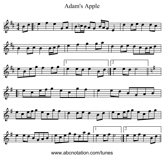 Adam's Apple - staff notation