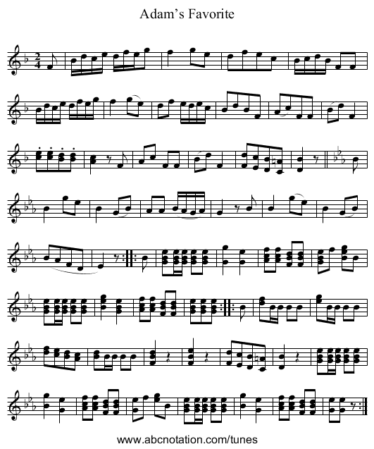 Adam’s Favorite - staff notation