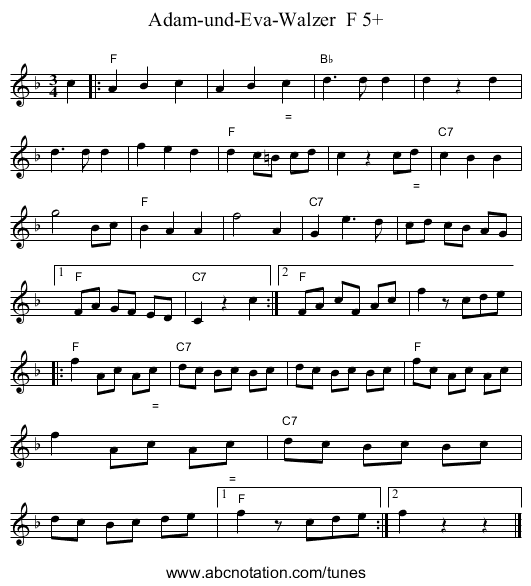 Adam-und-Eva-Walzer  F 5+ - staff notation