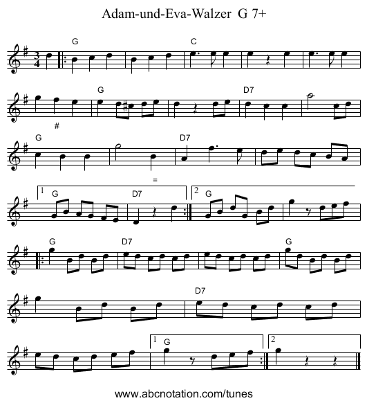 Adam-und-Eva-Walzer  G 7+ - staff notation