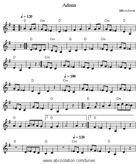 Adana - staff notation