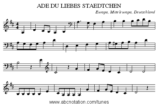 ADE DU LIEBES STAEDTCHEN - staff notation