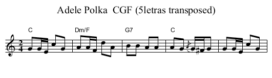 Adele Polka  CGF (5letras transposed) - staff notation