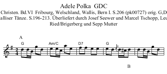 Adele Polka  GDC - staff notation
